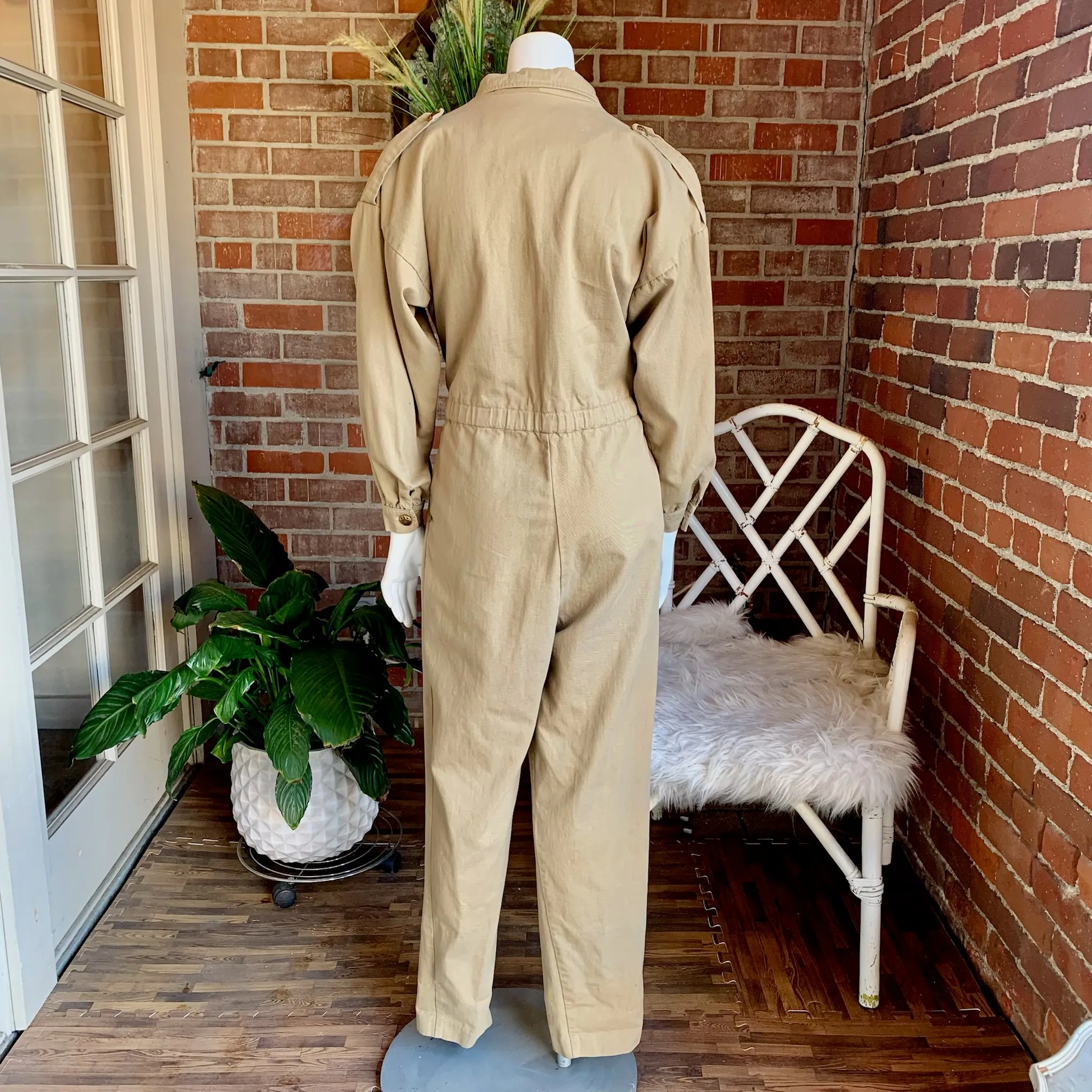 1980s I Magnin Beige Jumpsuit