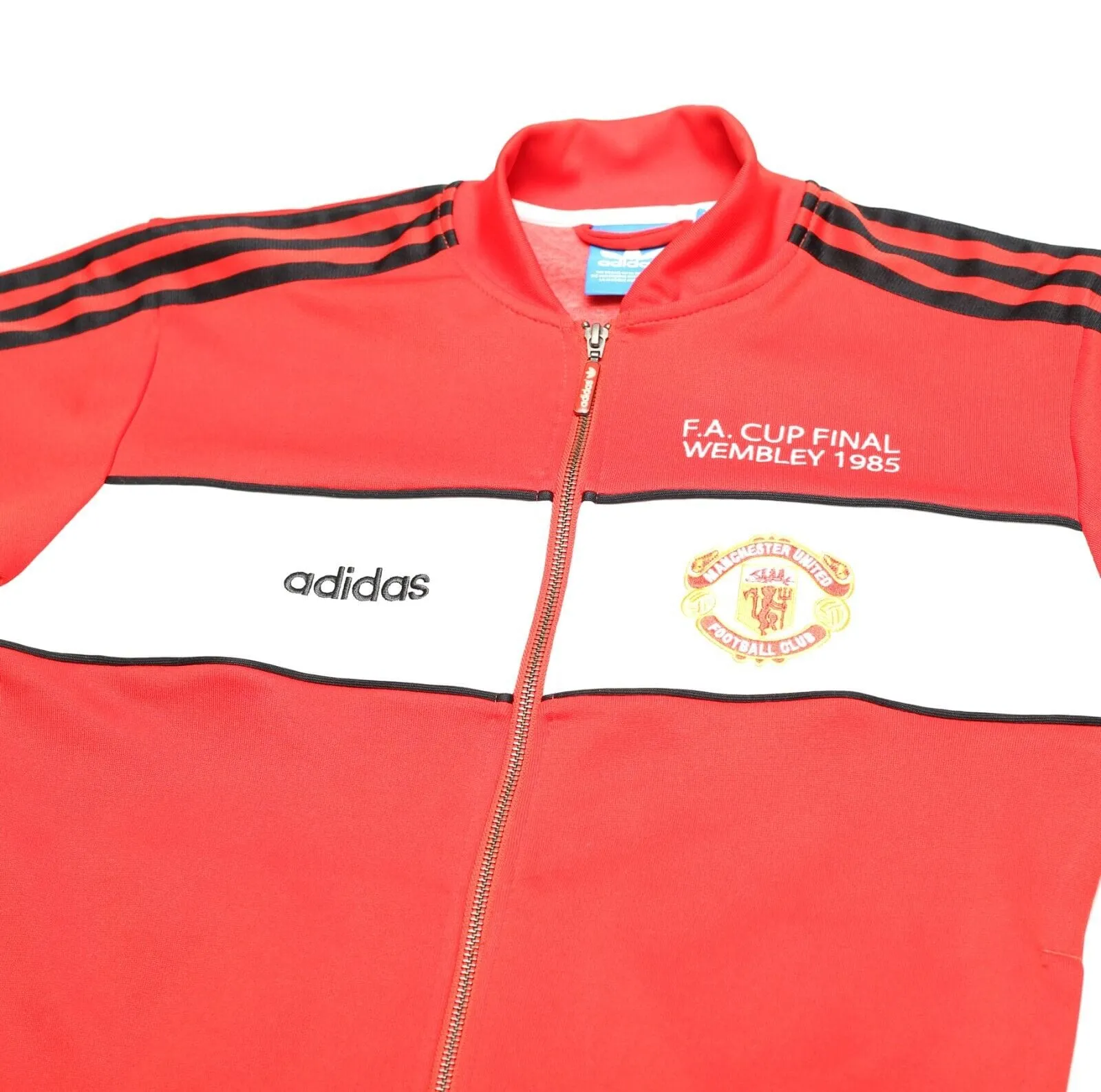 1985 MANCHESTER UNITED adidas Originals FA Cup Football Track Top Jacket (S)