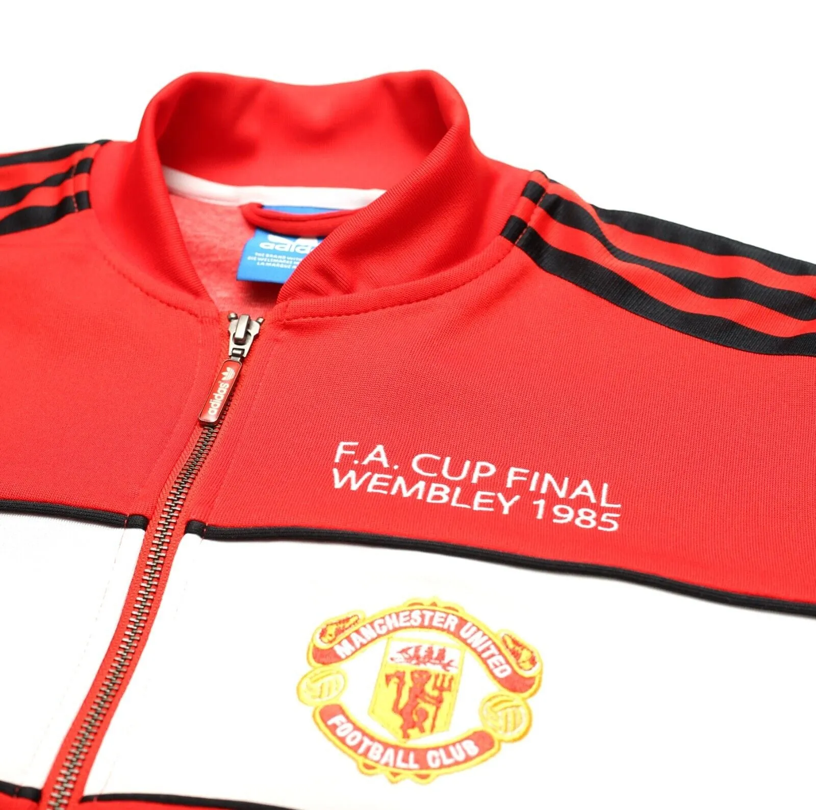 1985 MANCHESTER UNITED adidas Originals FA Cup Football Track Top Jacket (S)