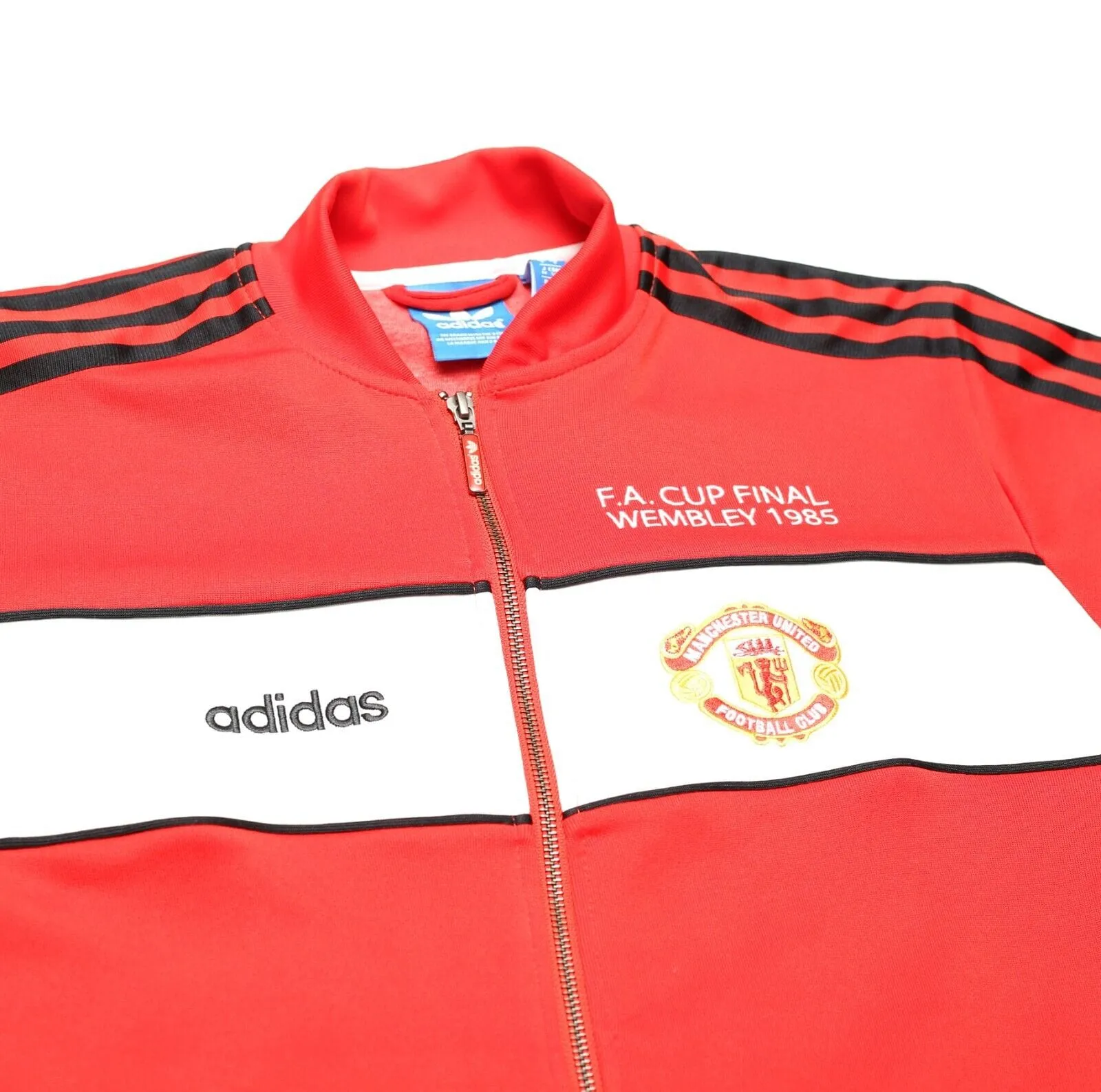 1985 MANCHESTER UNITED adidas Originals FA Cup Football Track Top Jacket (S)