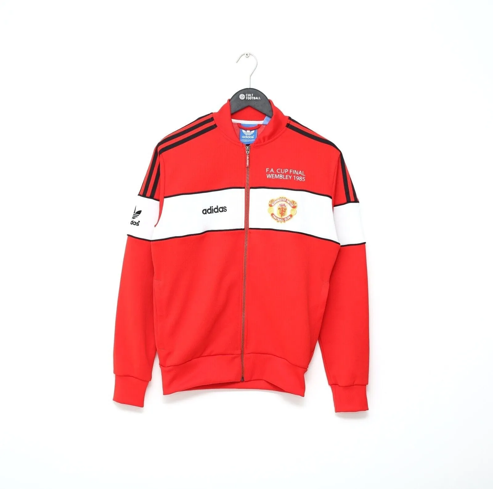 1985 MANCHESTER UNITED adidas Originals FA Cup Football Track Top Jacket (S)