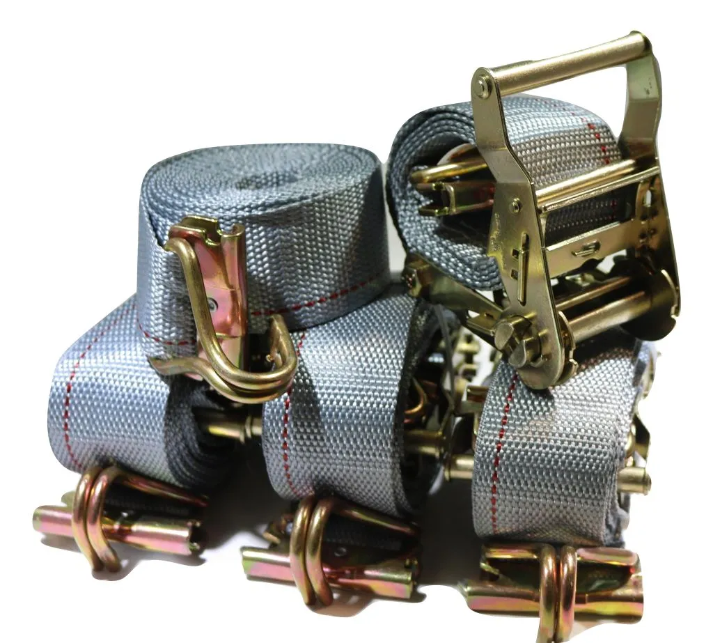 2" x 16 Ft Ratchet Strap w/ Spg E & Wire J for E & F-Tracks | 4 PACK