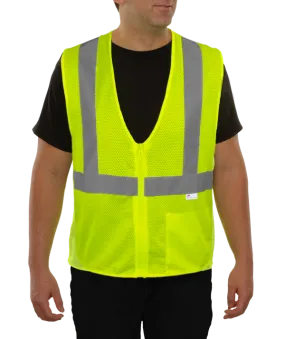 581ETLM Economy Safety Vest: Hi-Vis Vest: Zippered Mesh: ANSI 2