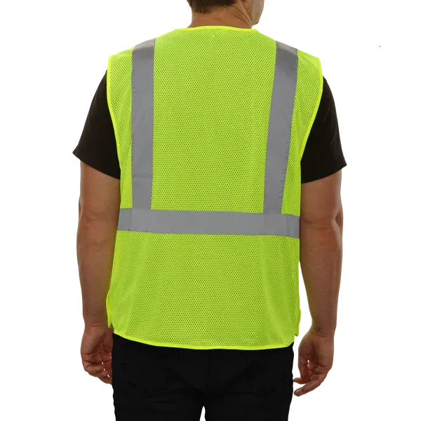 581ETLM Economy Safety Vest: Hi-Vis Vest: Zippered Mesh: ANSI 2