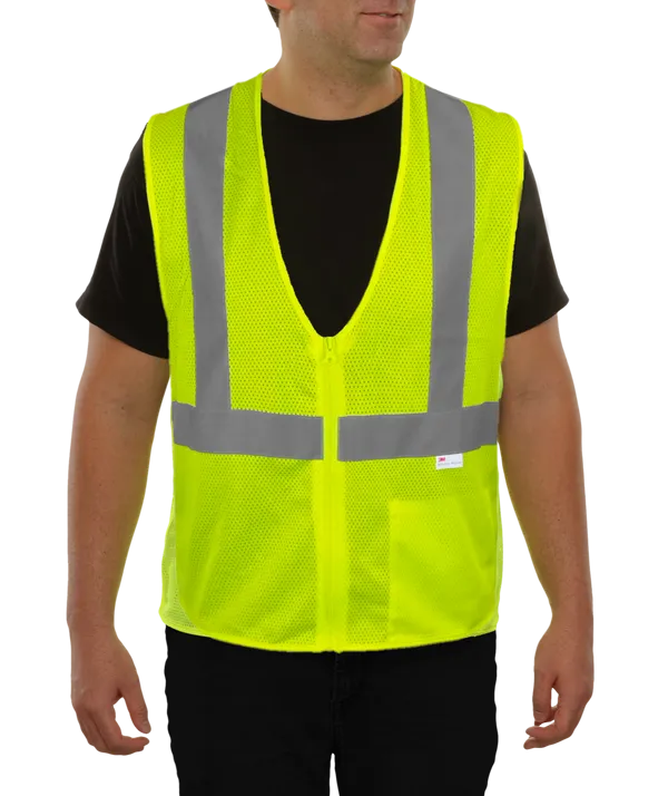 581ETLM Economy Safety Vest: Hi-Vis Vest: Zippered Mesh: ANSI 2