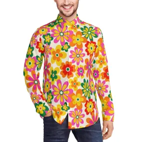 70s Clothing Men, Retro Shirt, 60s 70s Shirt Men, Men's 70s Style Shirt, Neon Floral Shirt Men, Hippie Shirt Men, Hippie Shirt, 70s top men