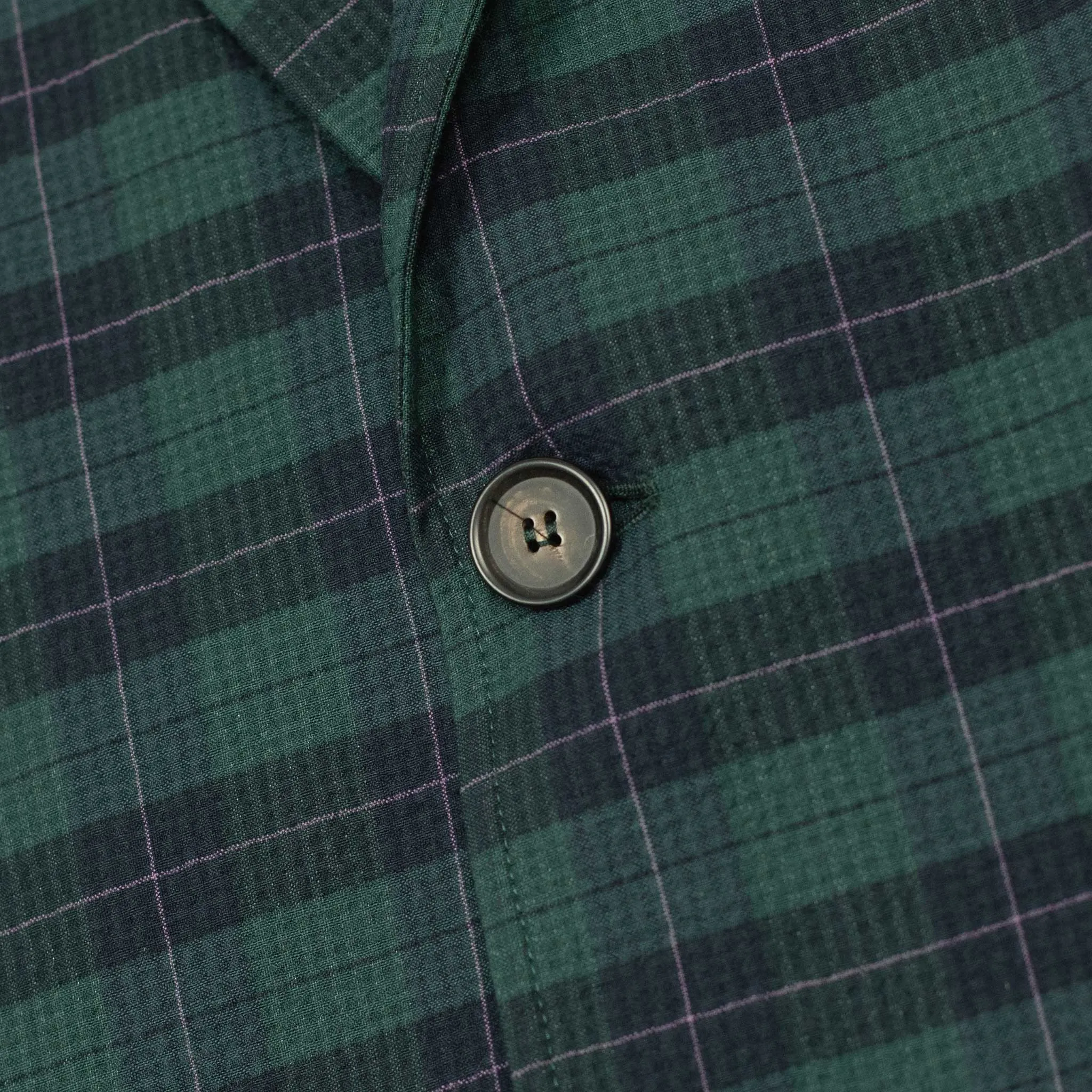 AAuro unstructured sport coat in green and blue plaid cotton seersucker