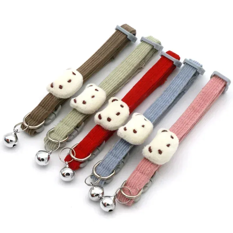 Adjustable Cartoon Style Pet Collar with Bell for Small Dogs & Cats