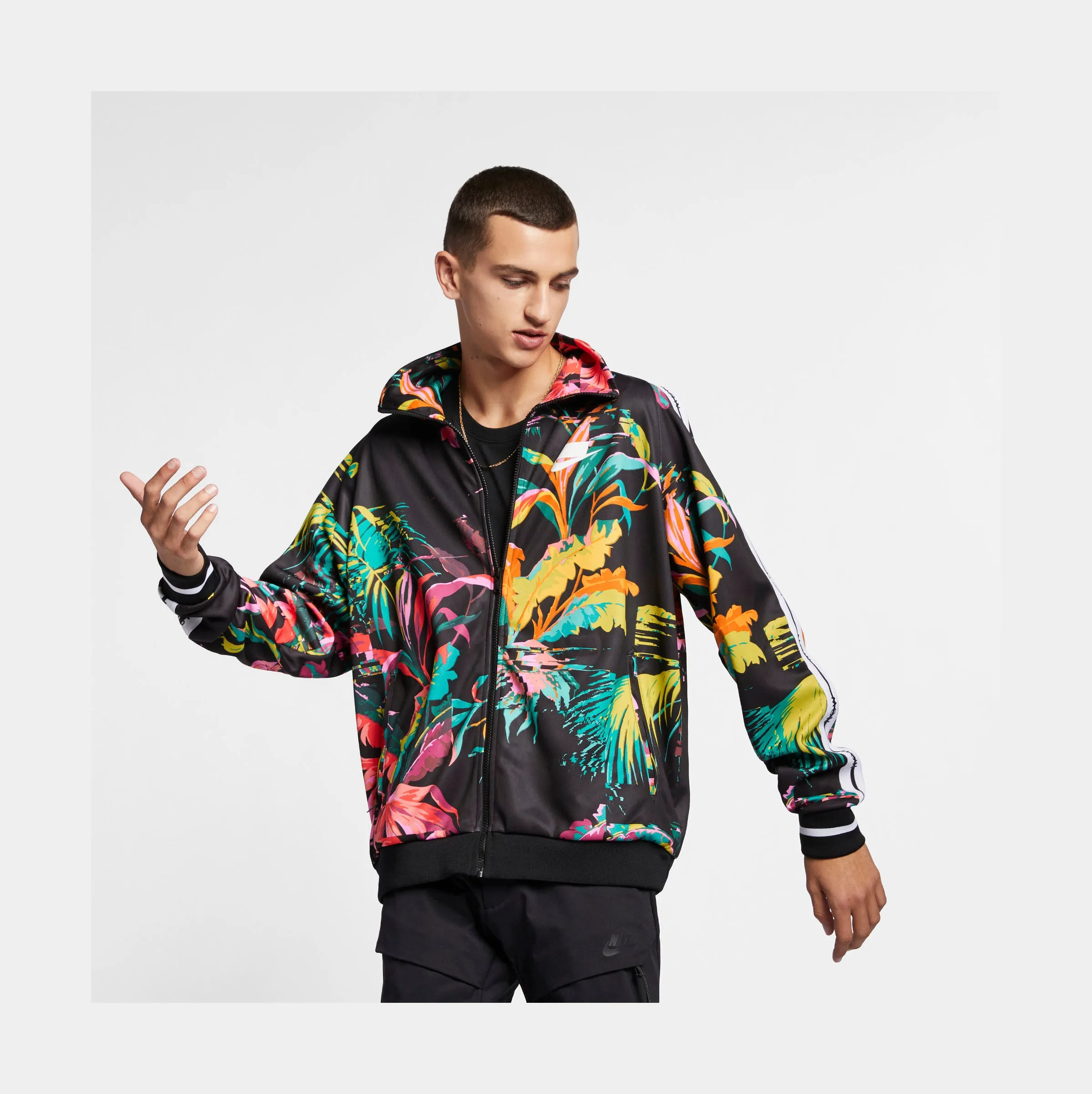 All Over Print Palm Mens Track Jacket (Black/Multi)