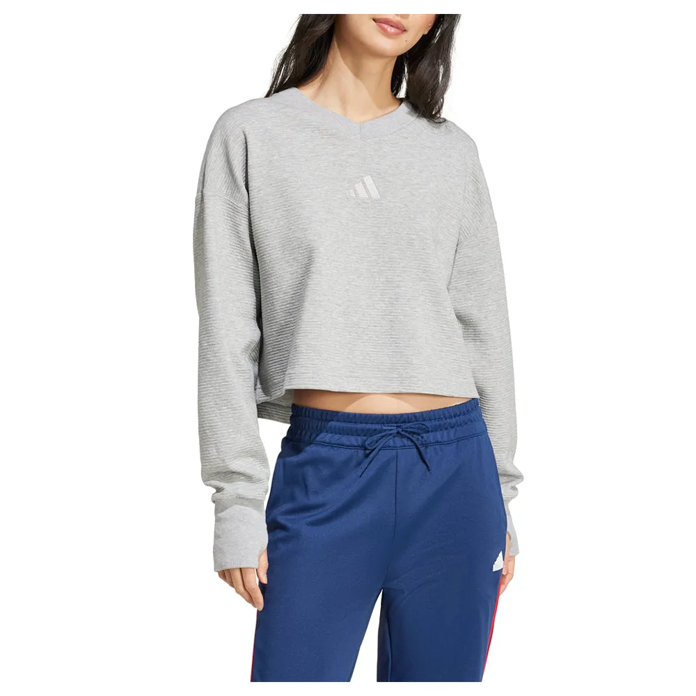 All Season Ribbed V Neck Sweatshirt