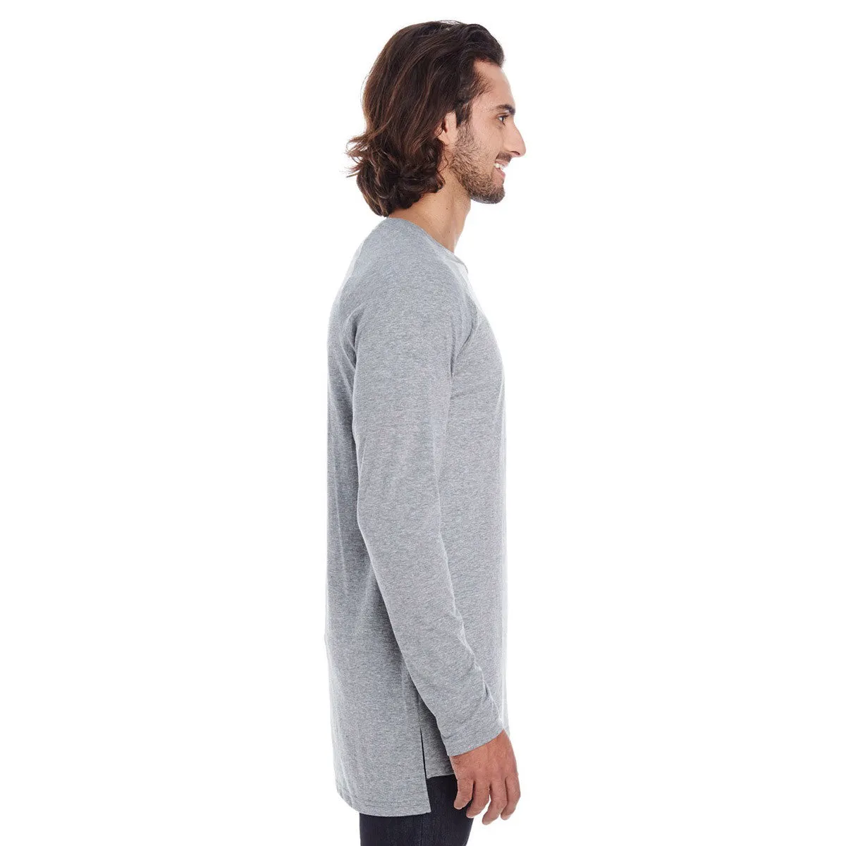 Anvil Men's Heather Graphite Lightweight Long & Lean Raglan Long Sleeve T-Shirt