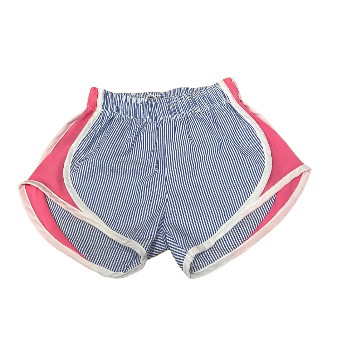 Athletic Shorts - Navy Stripe with Hot Pink Sides