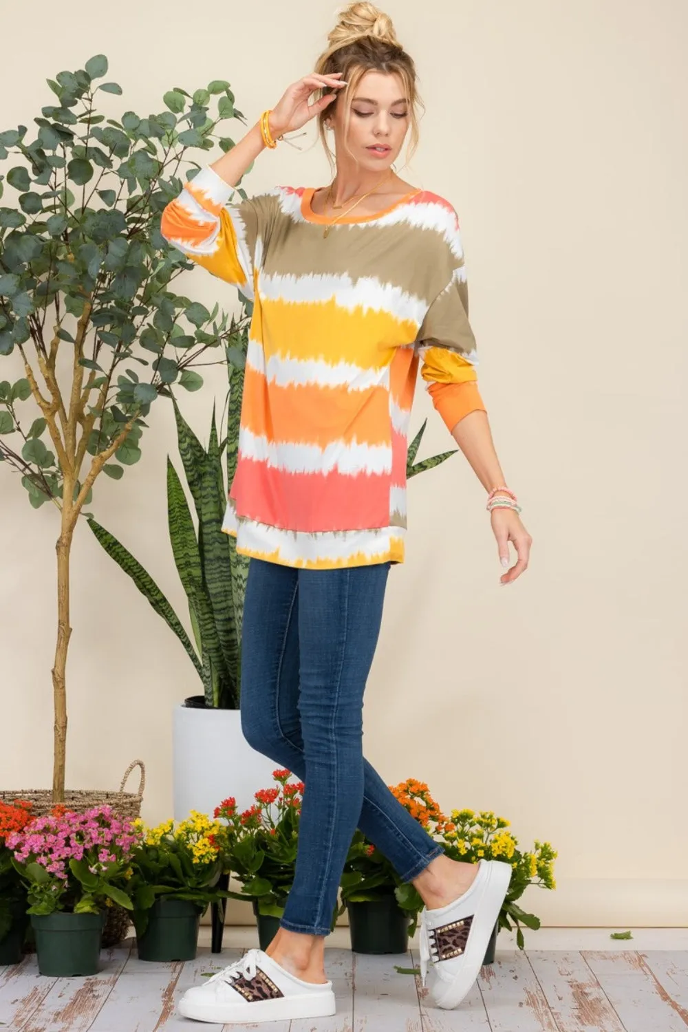 Autumn Sunset Striped Long Sleeve T-Shirt