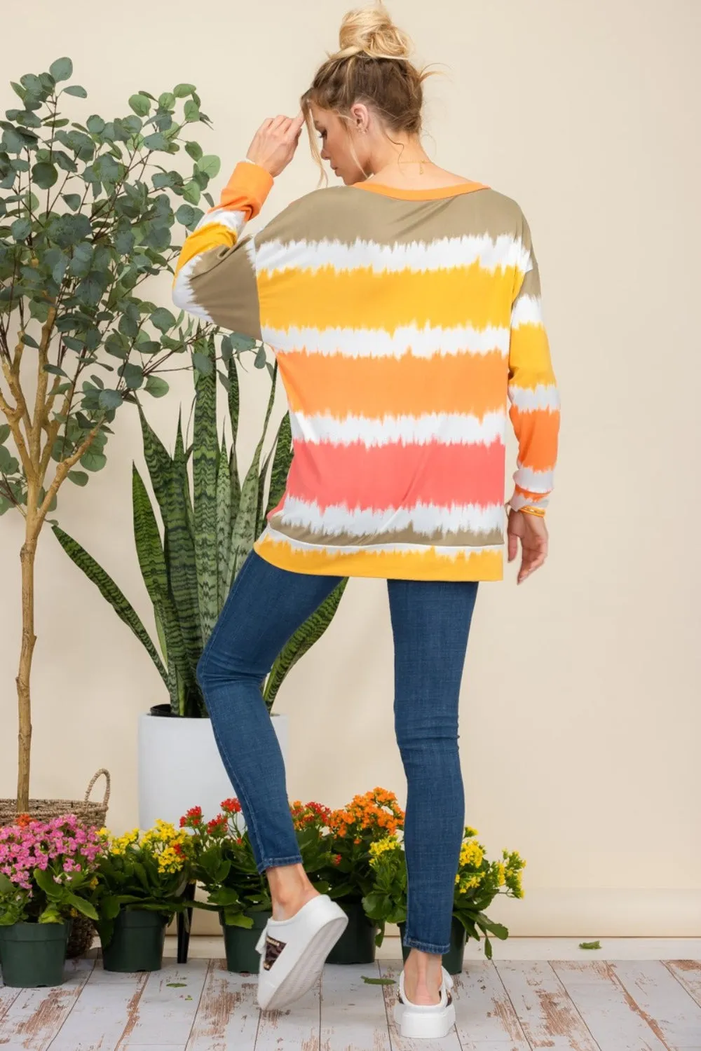 Autumn Sunset Striped Long Sleeve T-Shirt