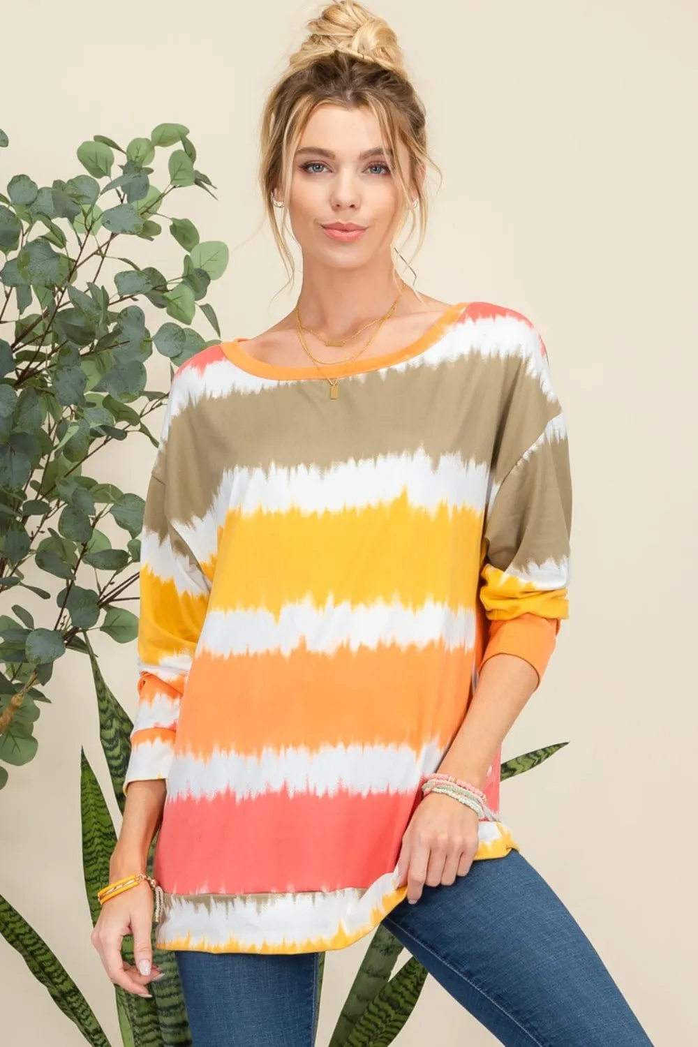 Autumn Sunset Striped Long Sleeve T-Shirt