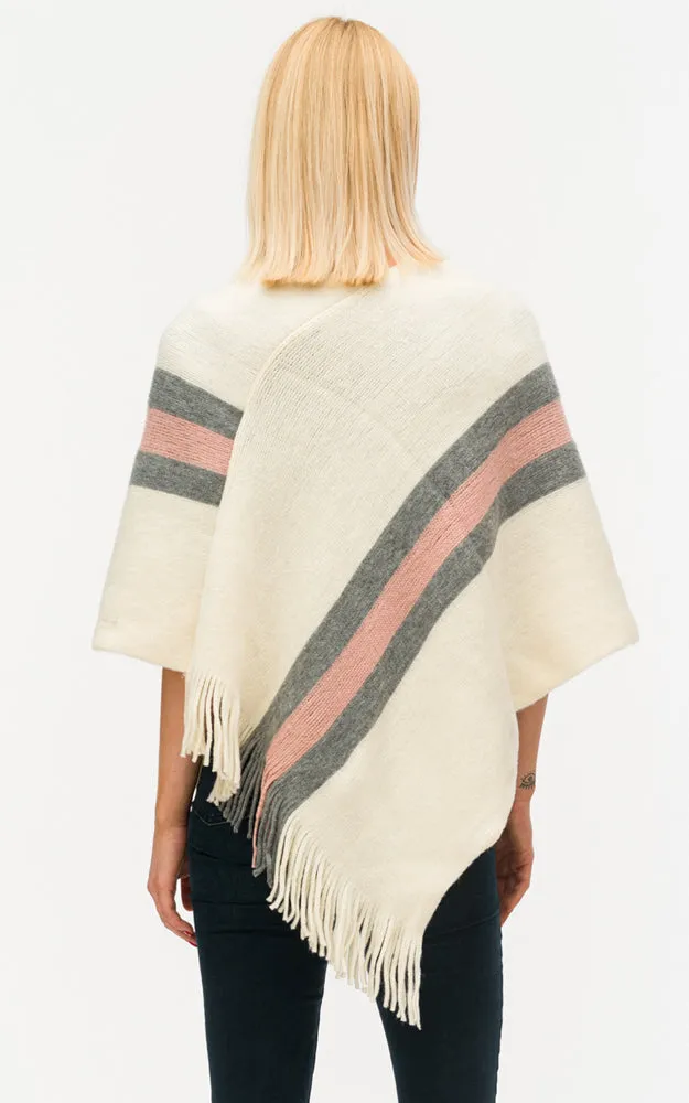 BAAP6038 Stripe Accent Comfy Soft Poncho