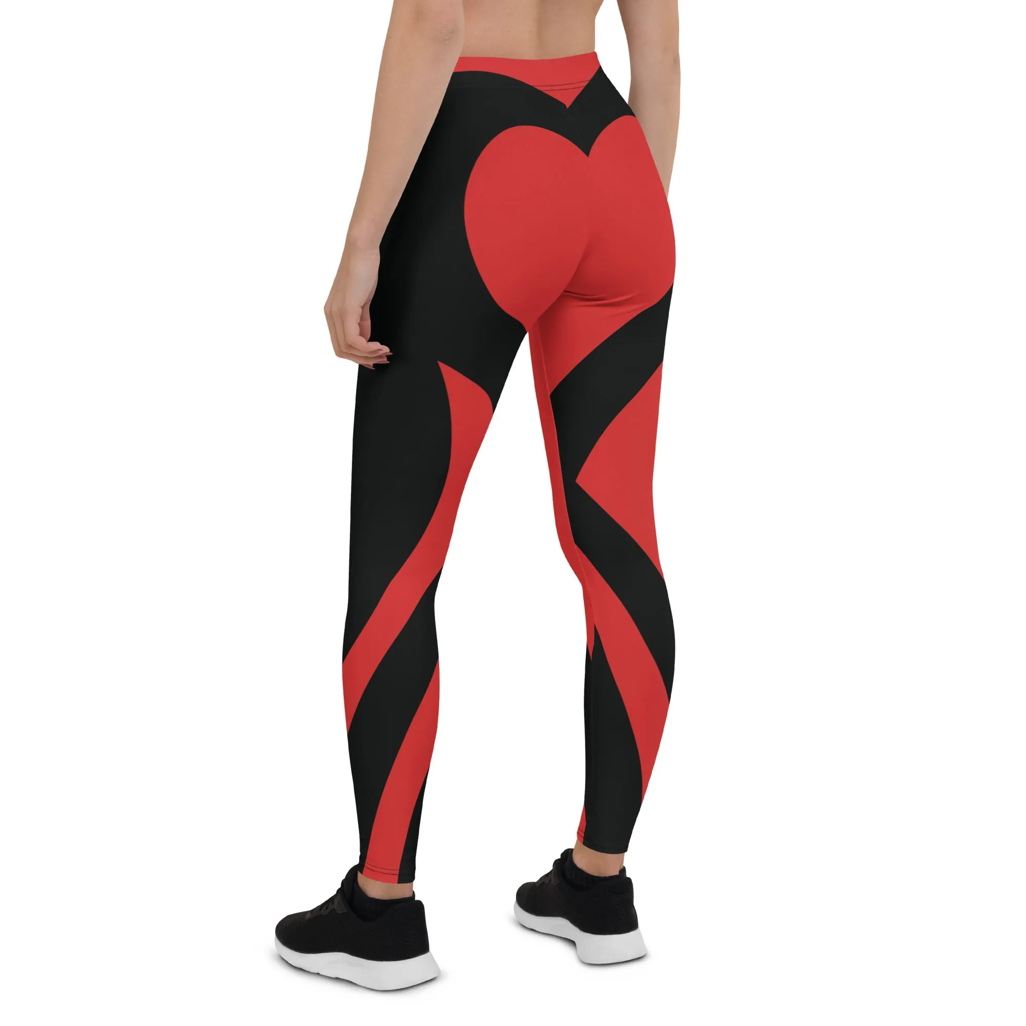 Black & Red Heart Shaped Leggings