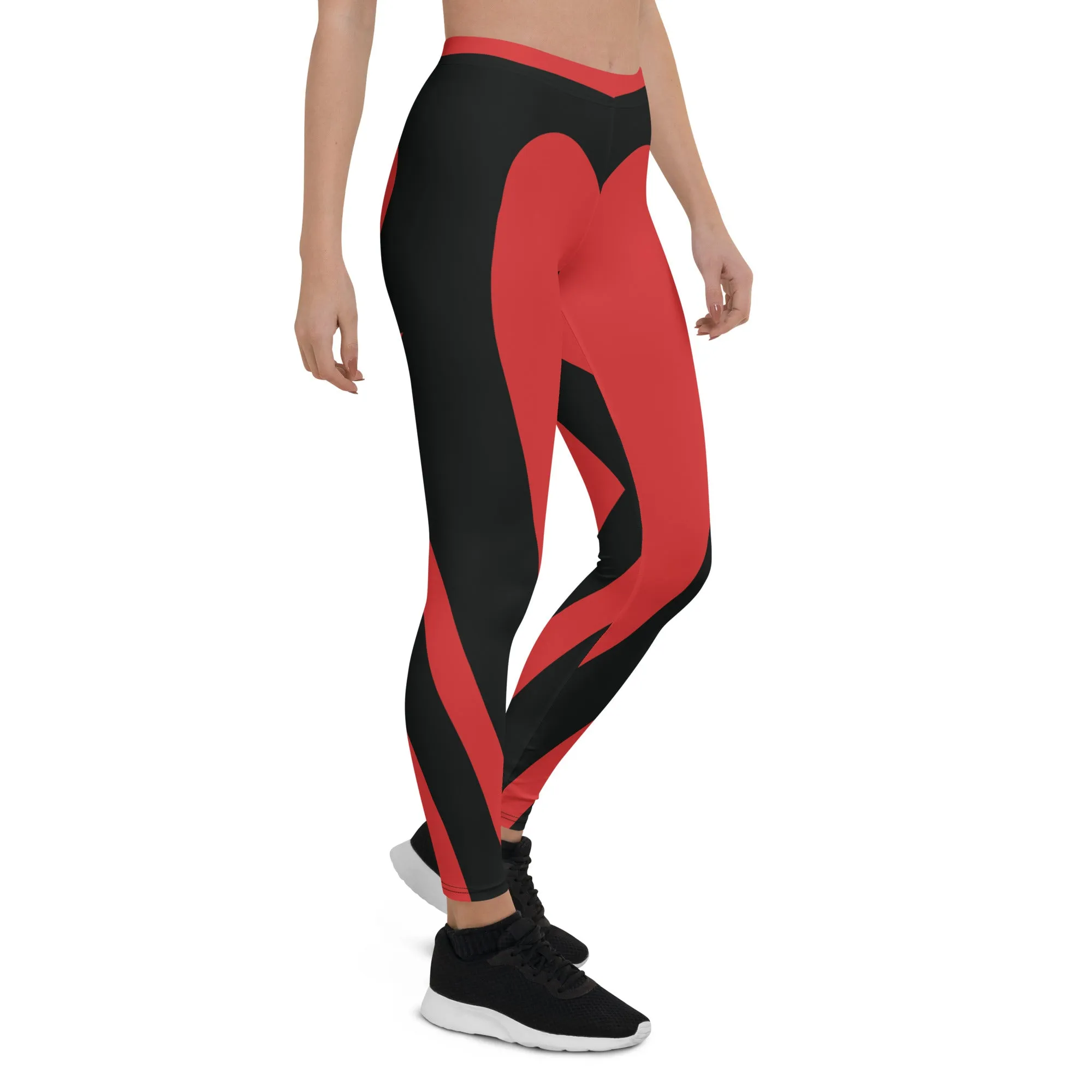 Black & Red Heart Shaped Leggings