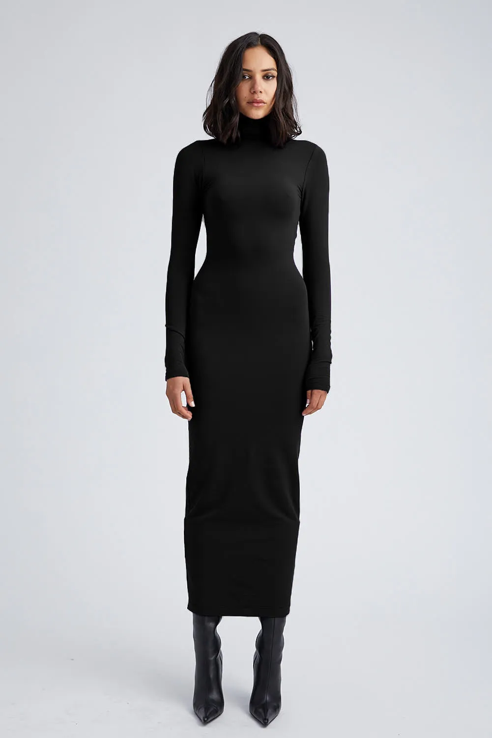 Black City Long Sleeve Turtleneck Dress