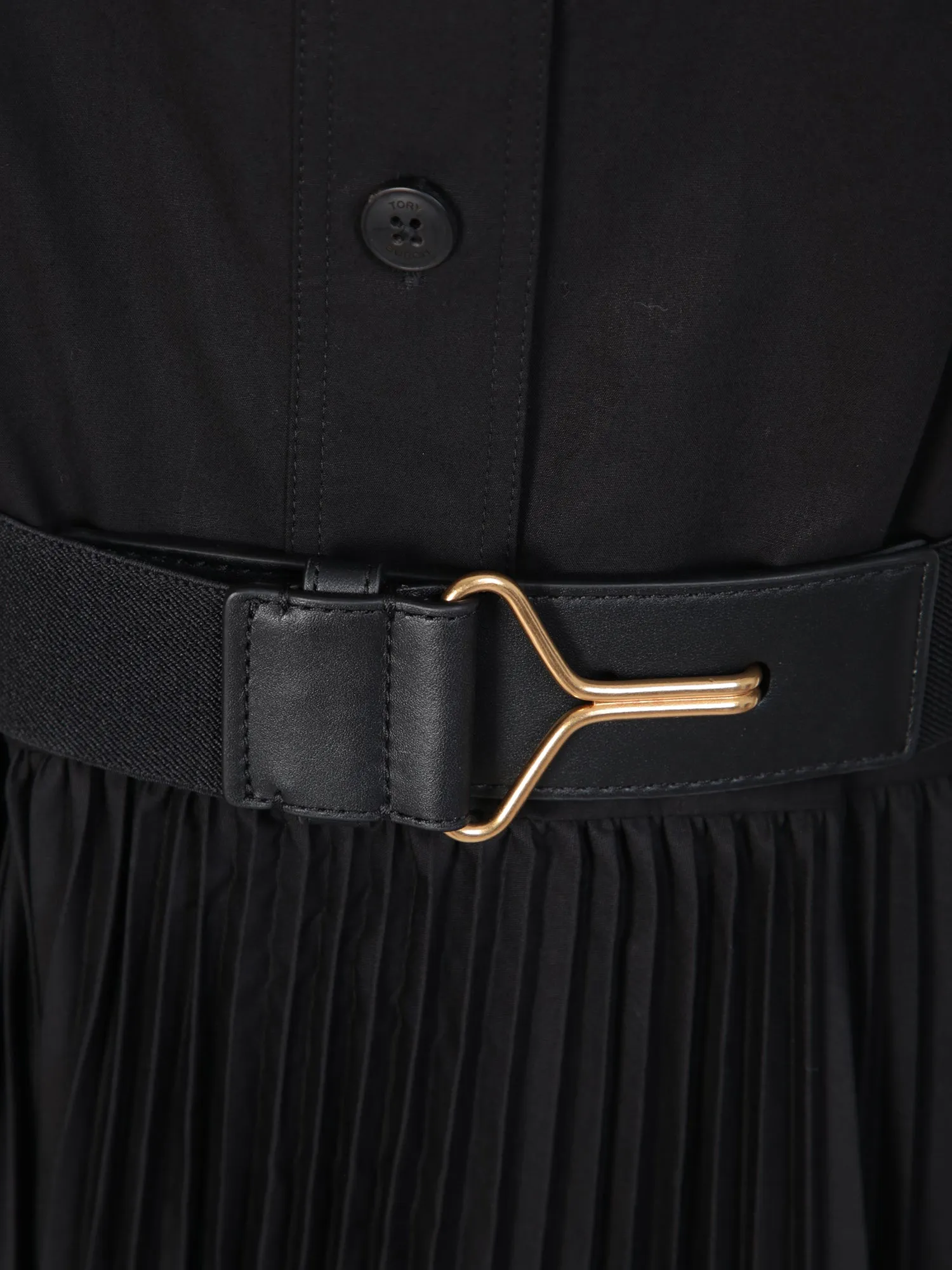 Black Pleated Shirt Dress