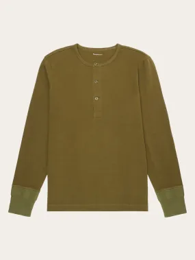 BO long sleeve henley - Regenerative Organic Certified™ - GOTS/Vegan - Dark Olive