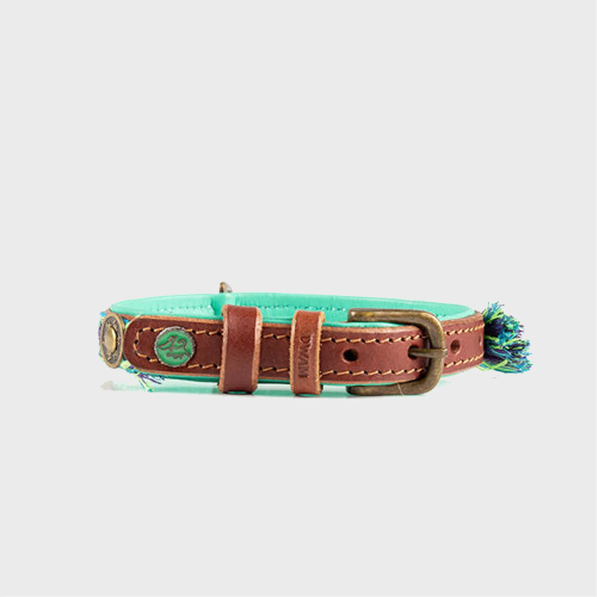 Boho Juan Blue Leather Dog Collar - Dog with a Mission