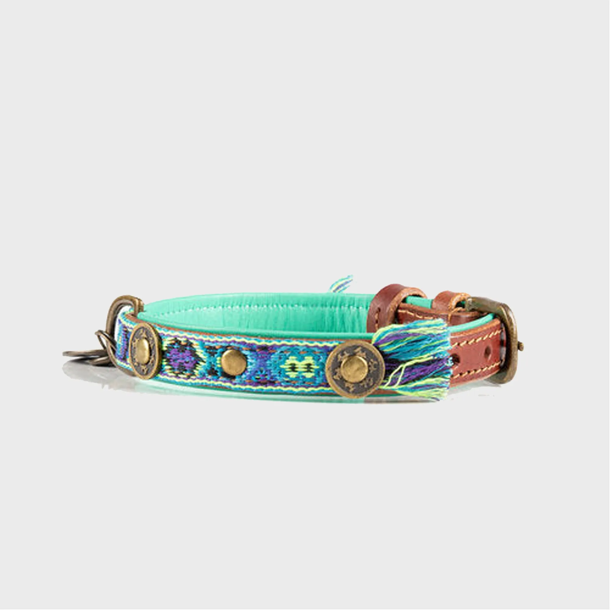 Boho Juan Blue Leather Dog Collar - Dog with a Mission