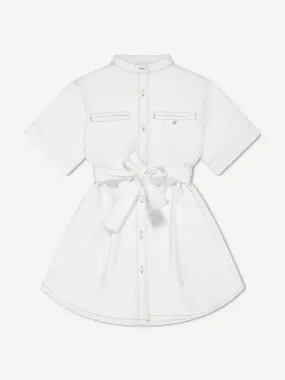 Bonpoint Girls Christa Belted Shirt Dress in White