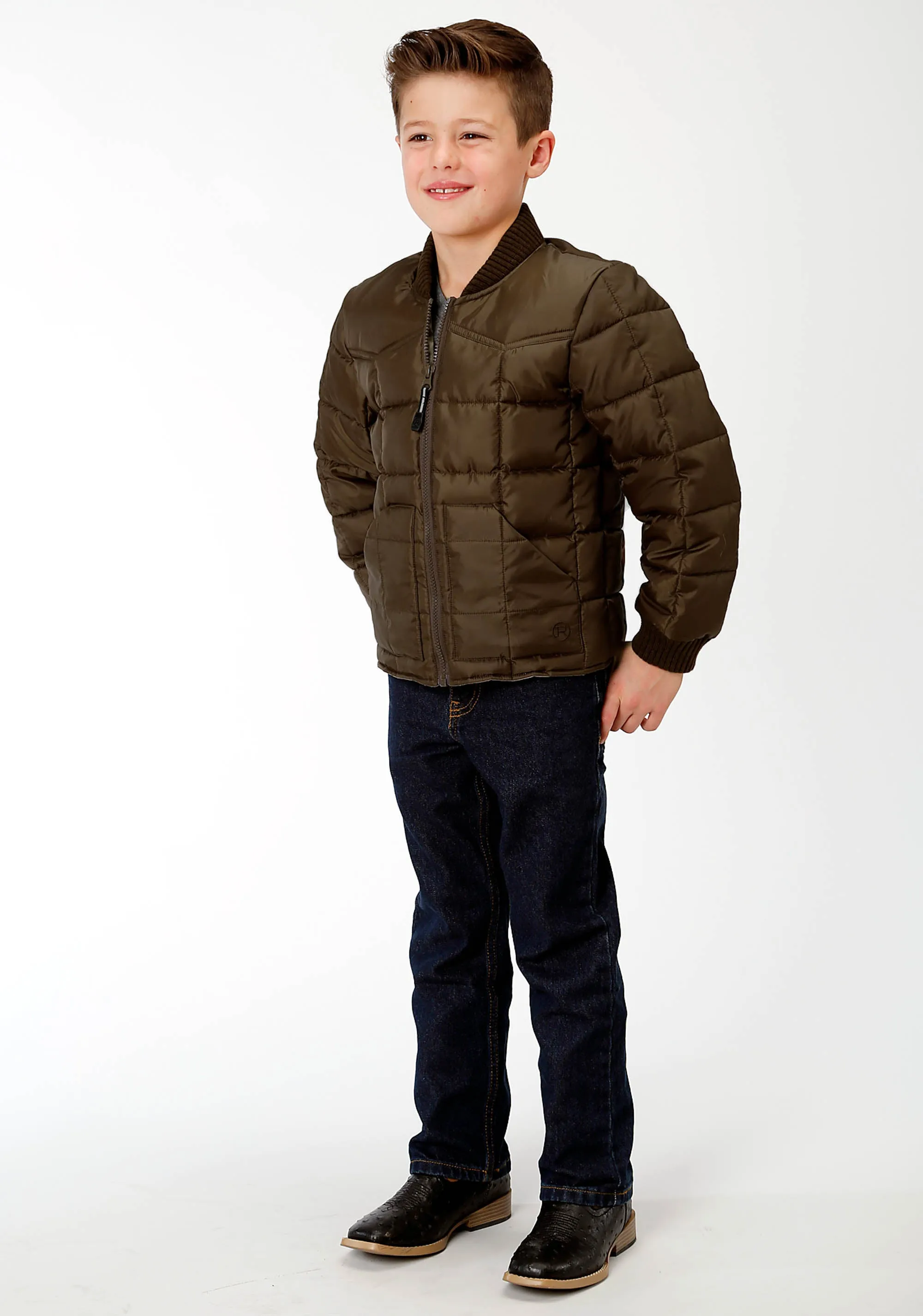 BOYS BROWN POLY-FILLED JACKET