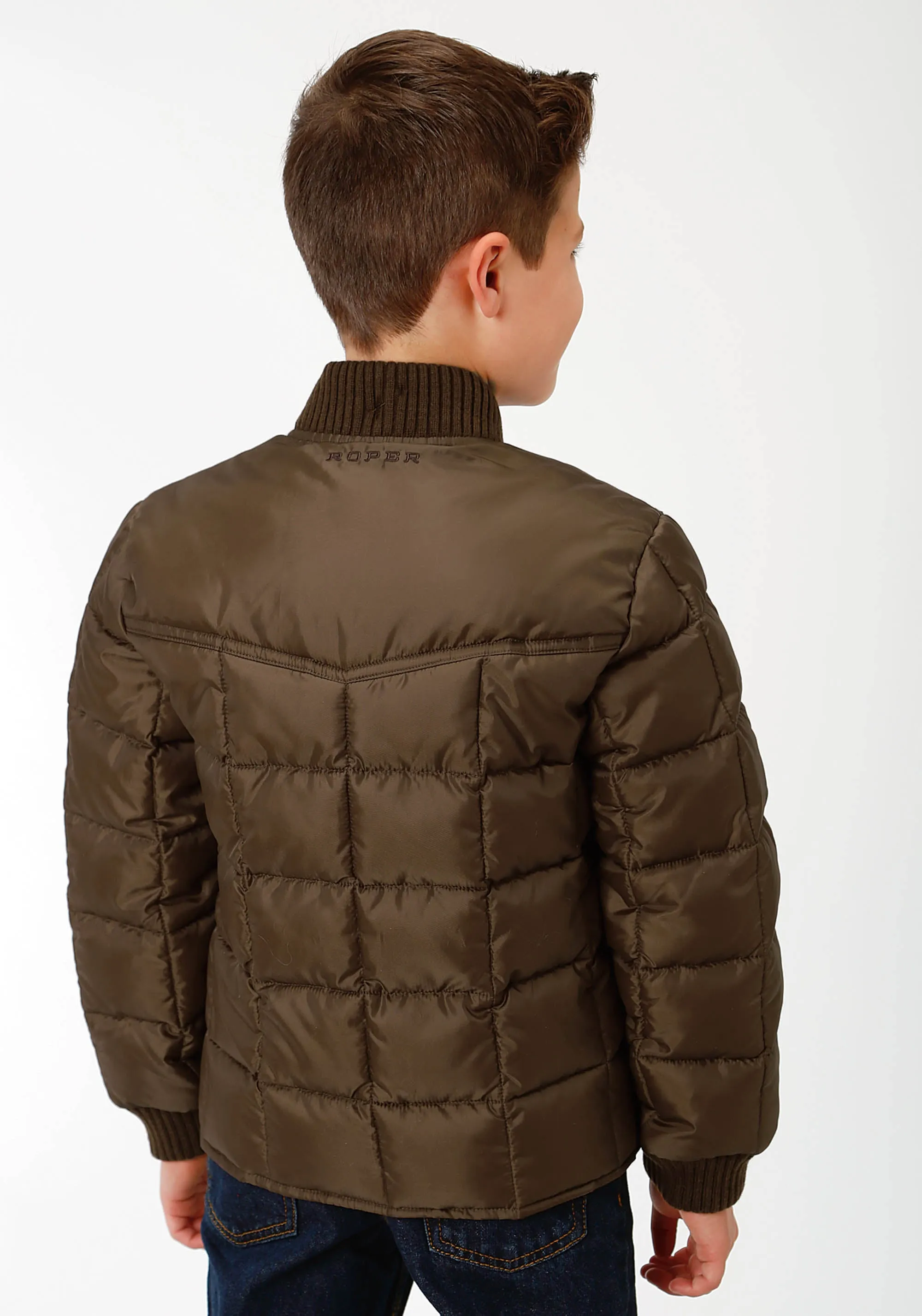 BOYS BROWN POLY-FILLED JACKET