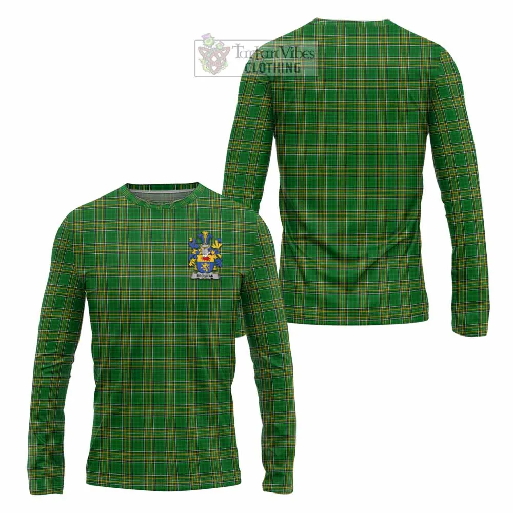 Brosnan Irish Clan Tartan Long Sleeve T-Shirt with Coat of Arms