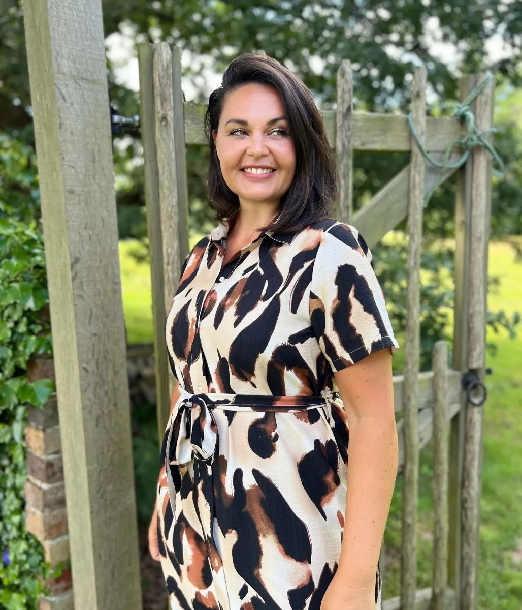 Brown Leopard Print Midi Dress