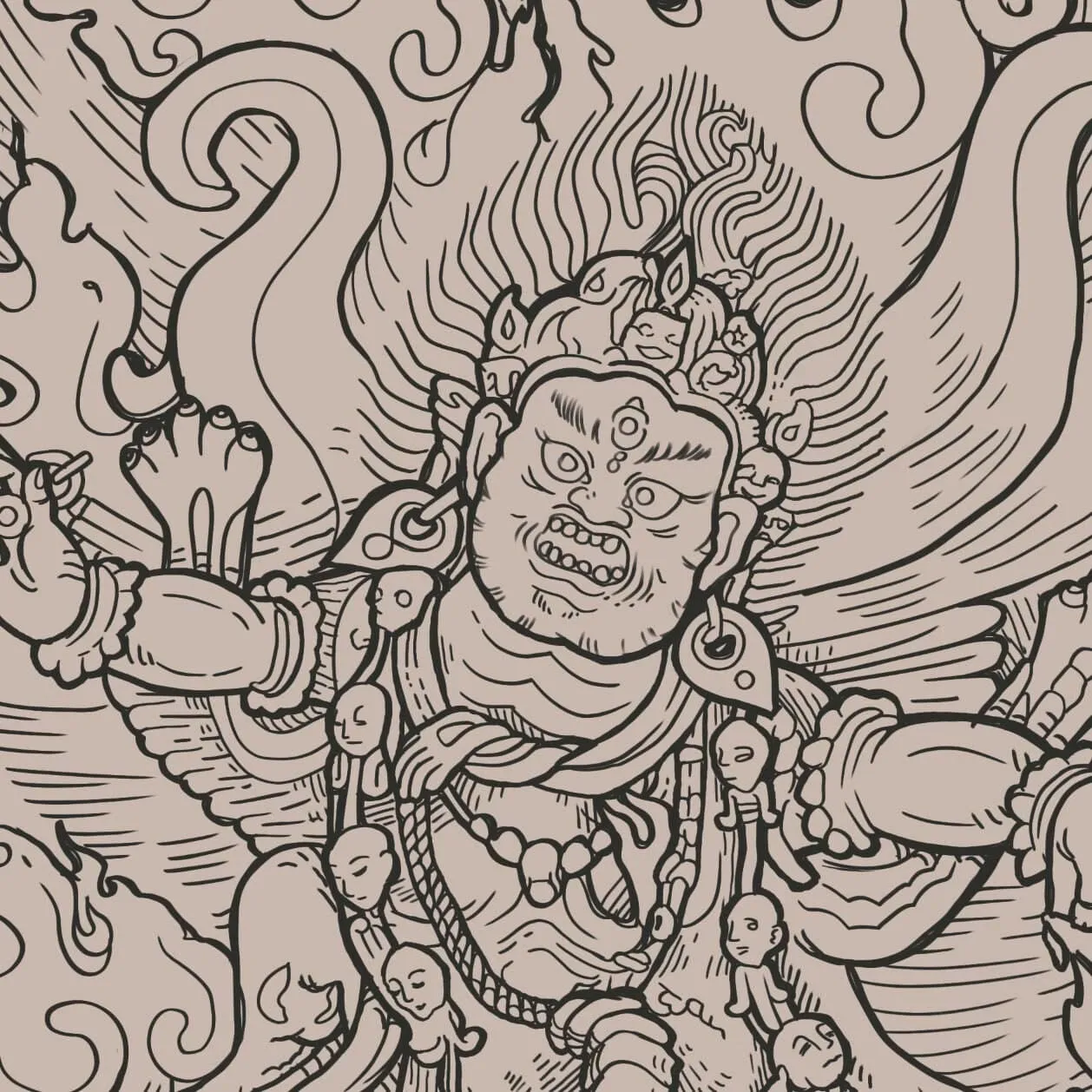 Buddhist Shirt: Mahakala Wrathful Tibetan Diety (Wrathful Buddhist deities) Tantric T-Shirt Tee