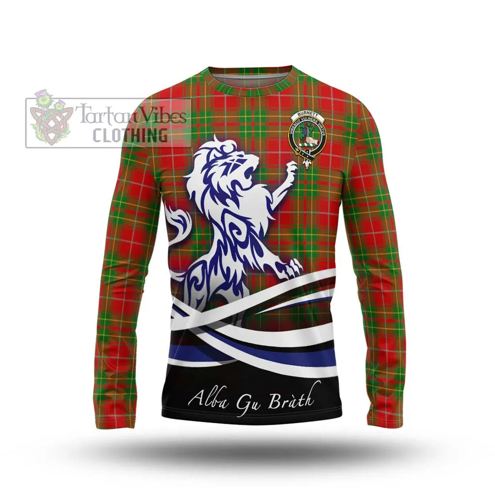 Burnett Tartan Long Sleeve T-Shirt with Alba Gu Brath Regal Lion Emblem