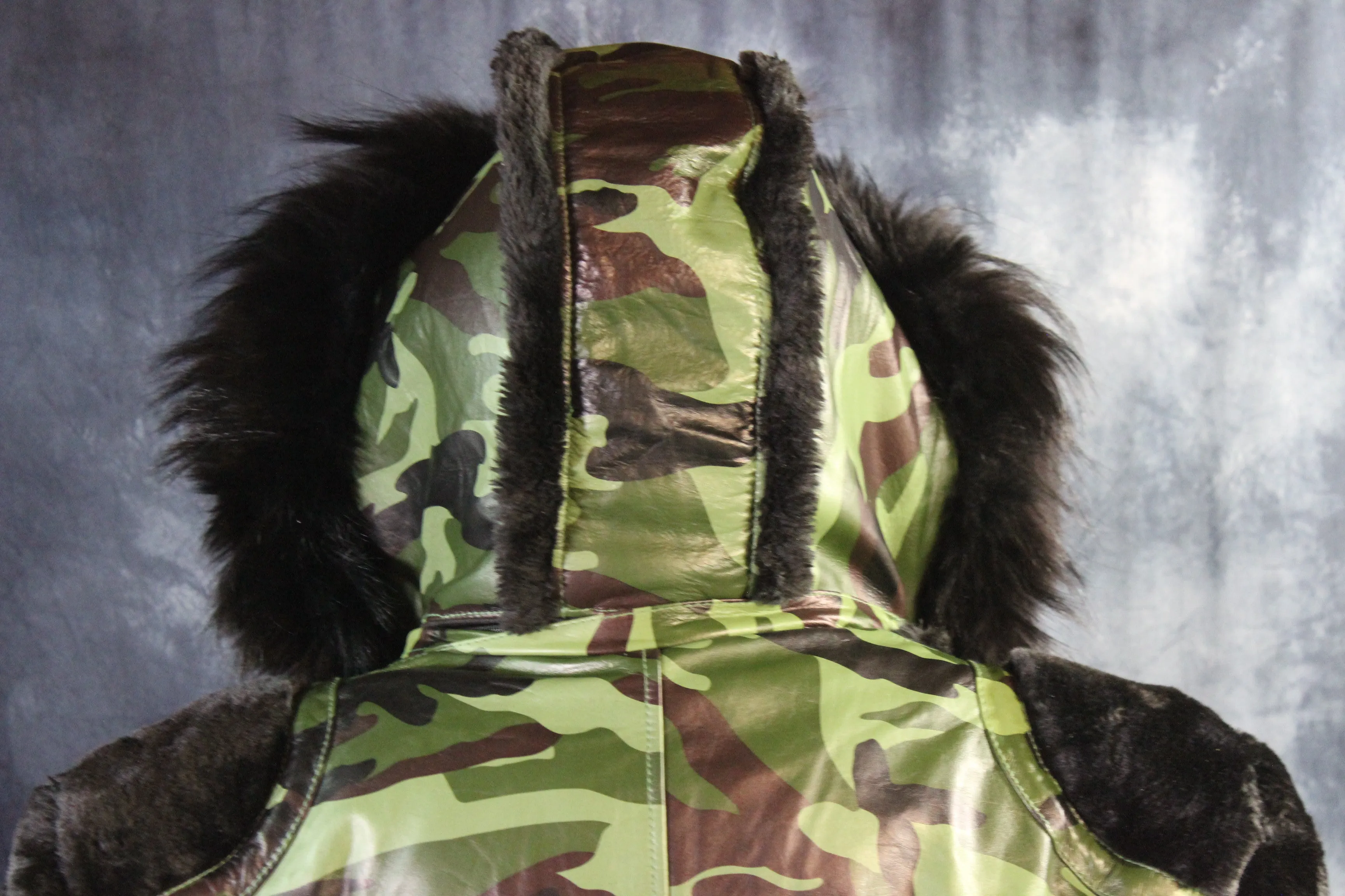 Camo Leather and Fur Jacket by Otter and The Fox