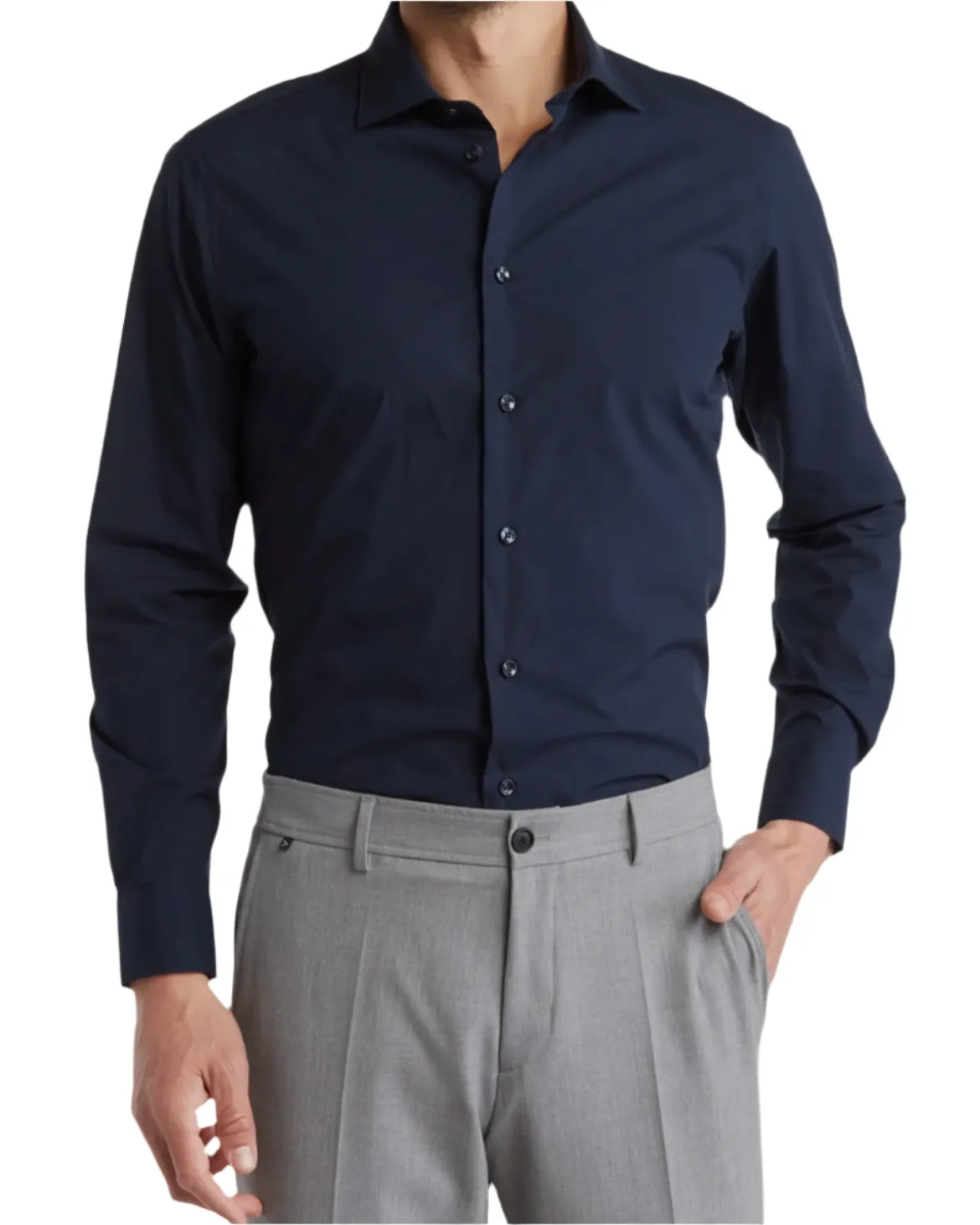 Cavalli Class by Roberto Cavalli Mens Comfort Fit Navy Dress Shirt