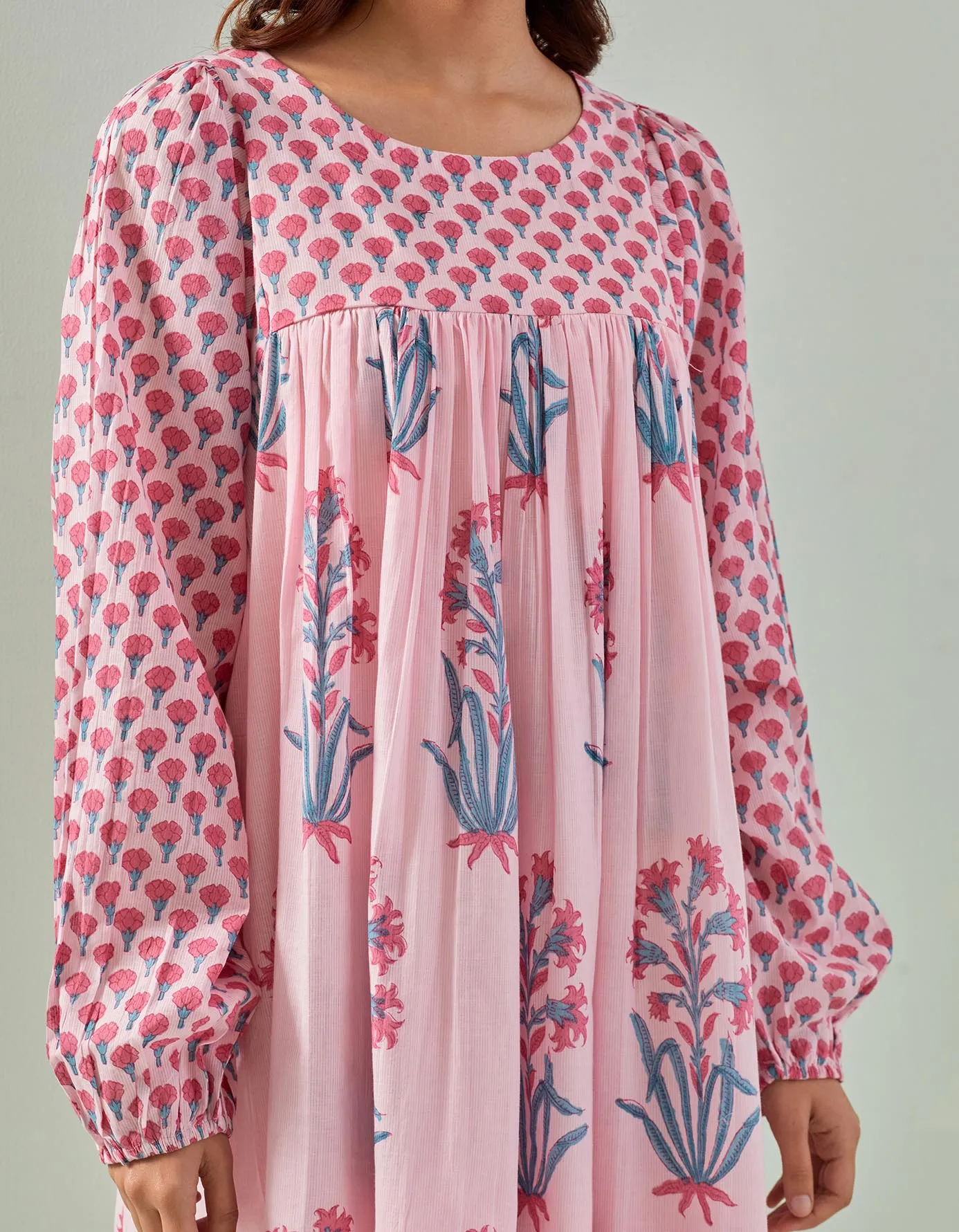 Chic Sophistication: Pink Hand-Block Printed Tunic