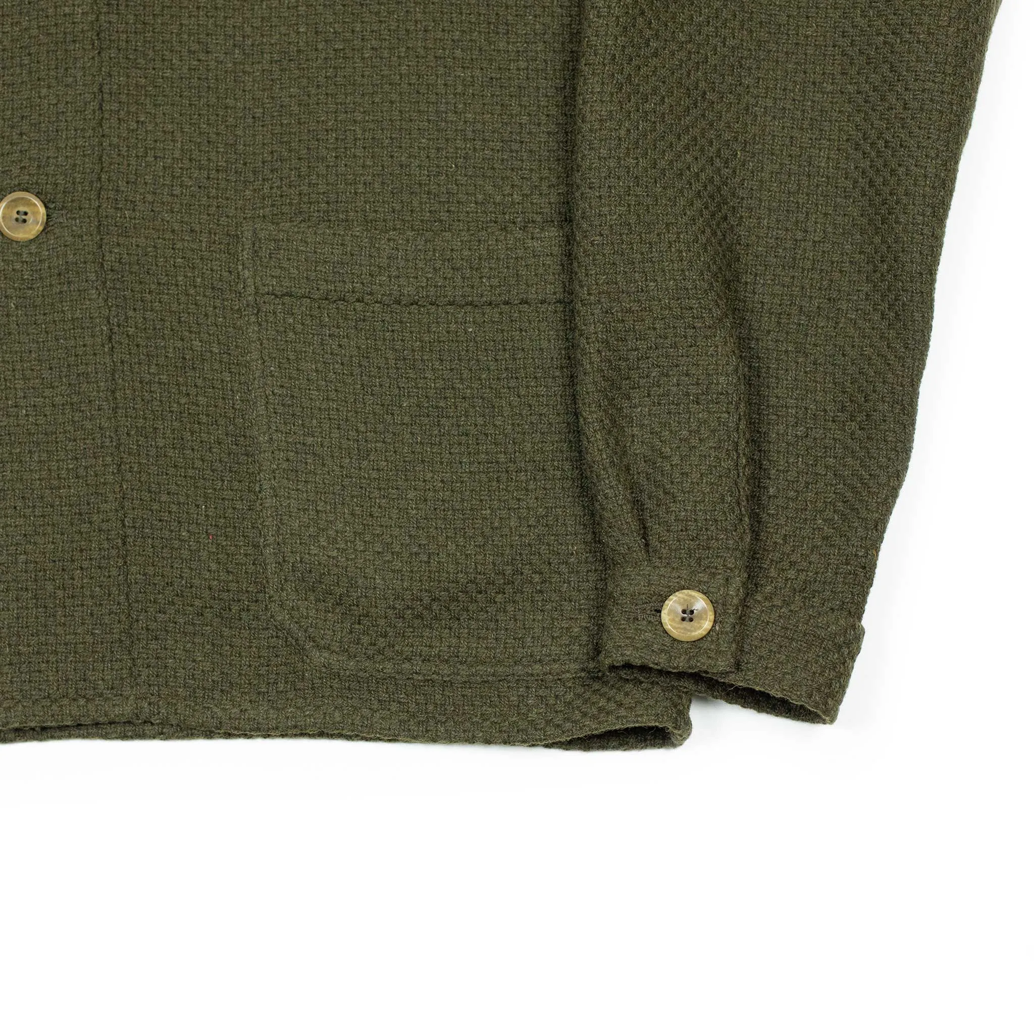 Chore coat in moss green crosshatch wool