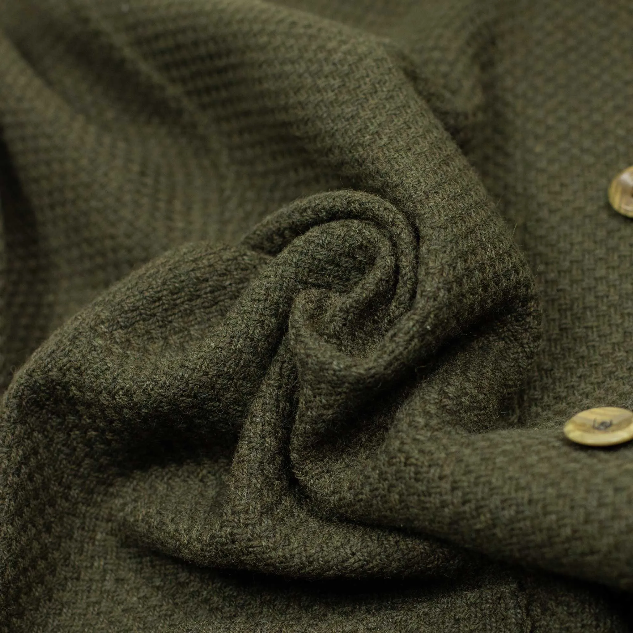 Chore coat in moss green crosshatch wool