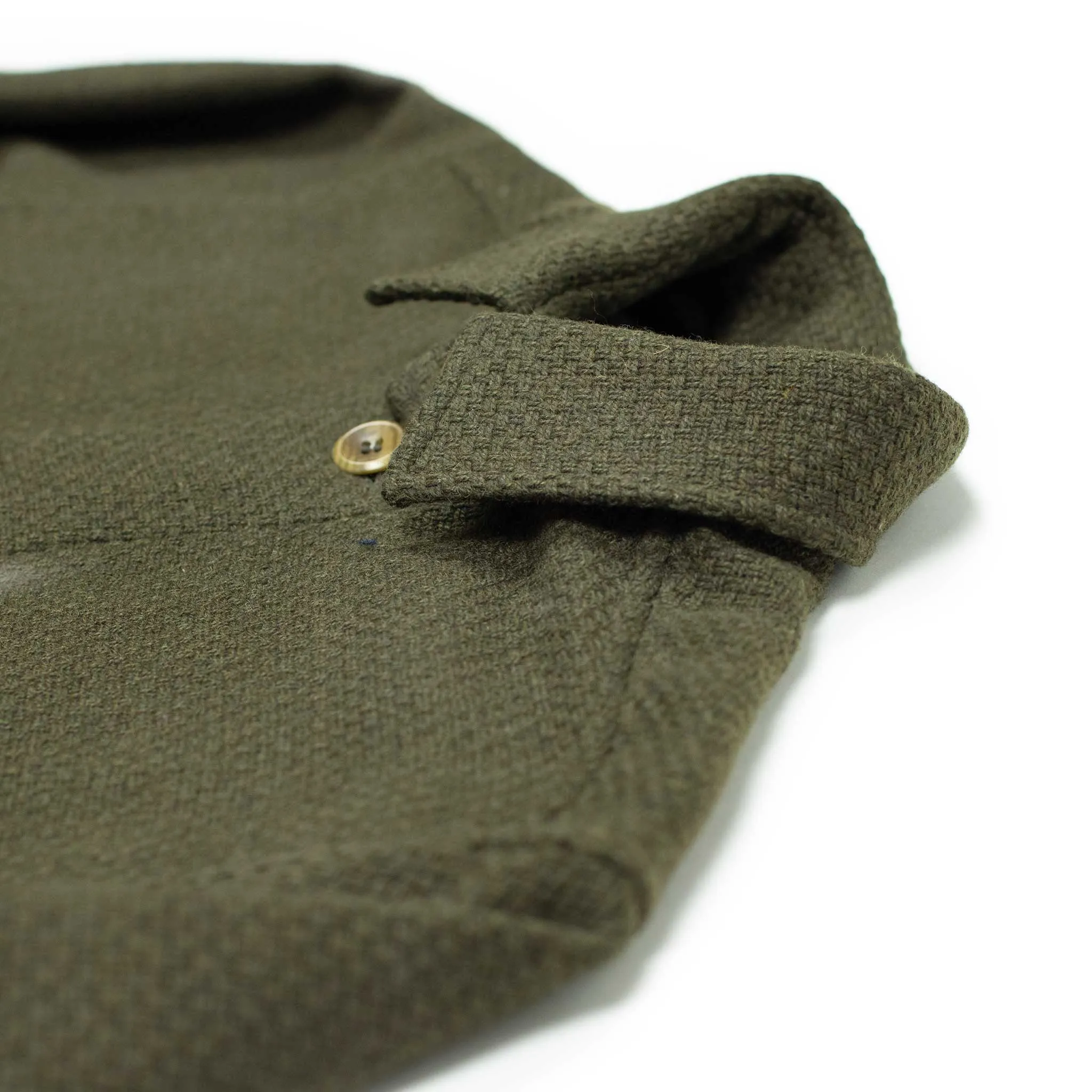 Chore coat in moss green crosshatch wool