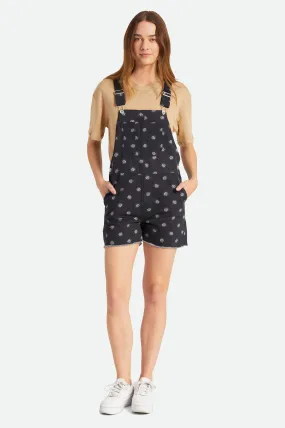 Christina Short Overall - Black Daisy Dot