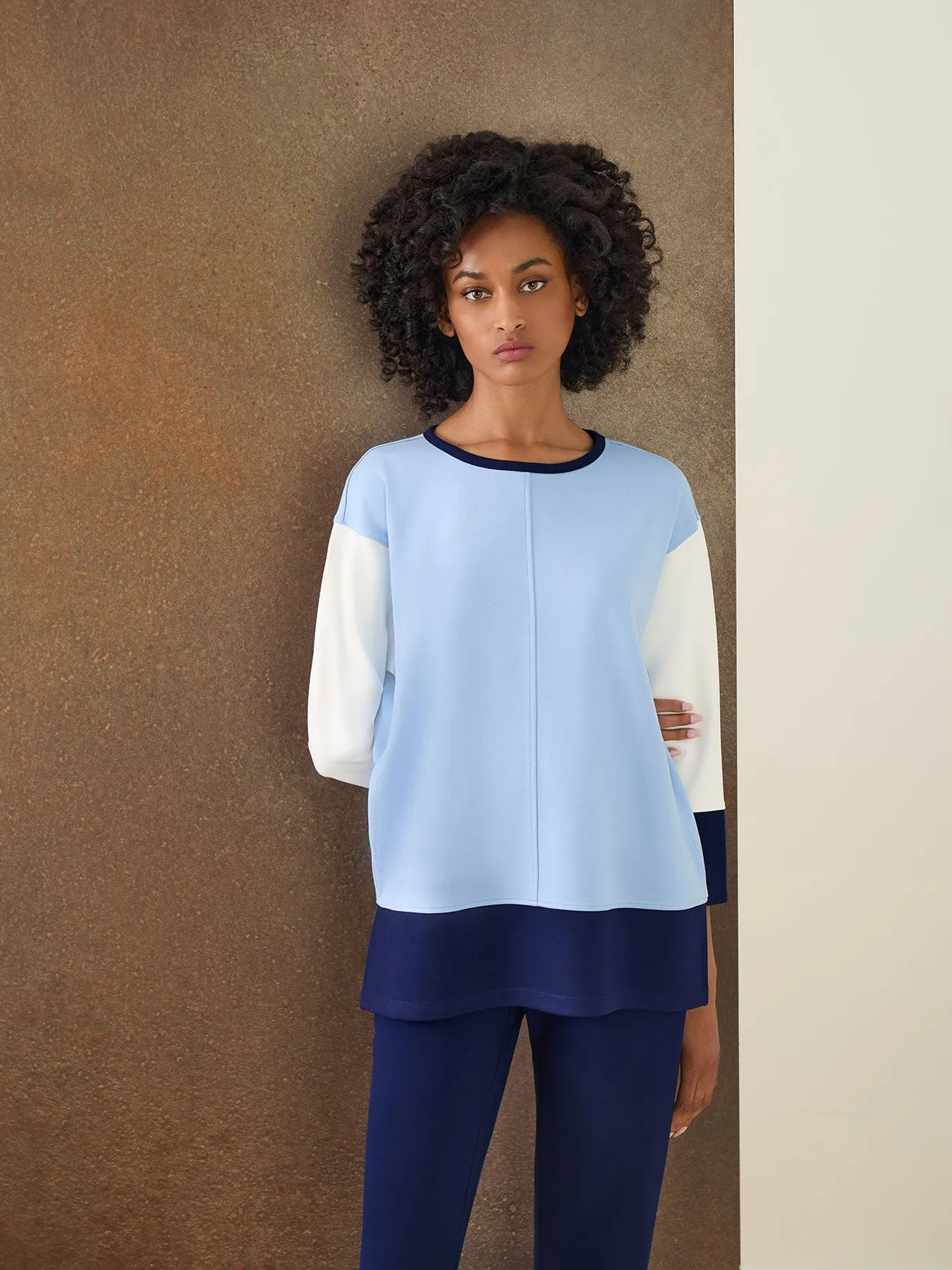 Colorblock Seam Detail Tunic, Serenity Knit