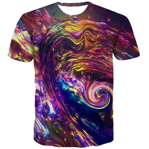 Colorful T shirts Men Abstract T shirts Funny Dizziness Tshirts Casual Psychedelic Shirt Print Hilarious Tshirt Anime