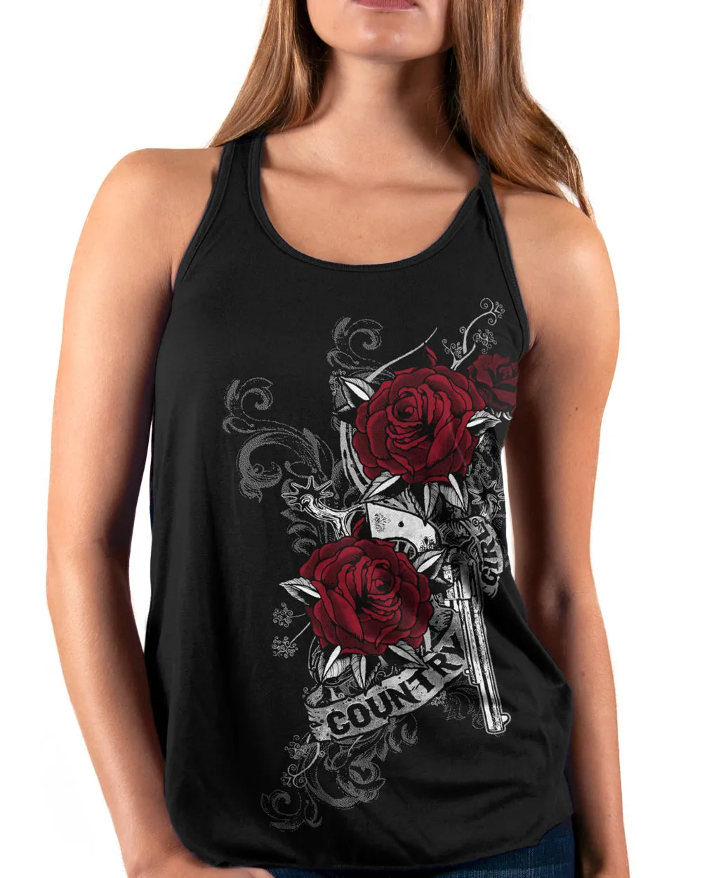 Country Girl® Women's Flowy Racerback Tank Rose Gun