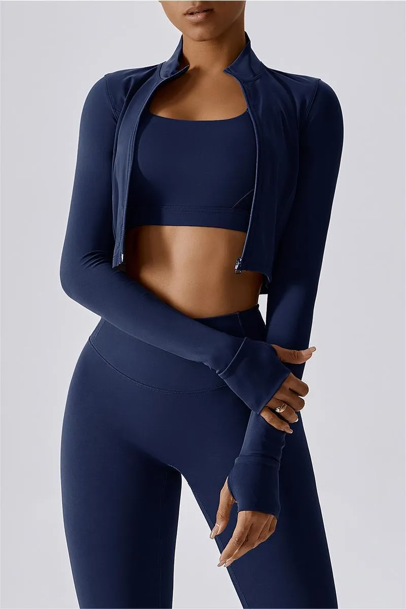 Cropped Long Sleeve Track Jacket