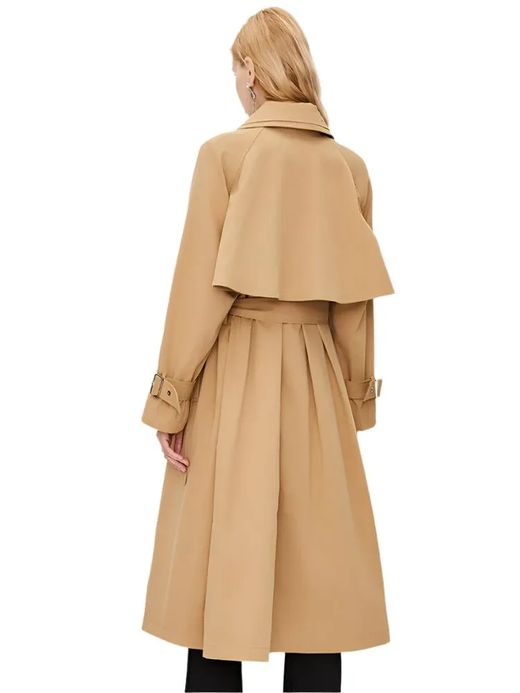 Cross Layered Neckline Draped Trench Coat