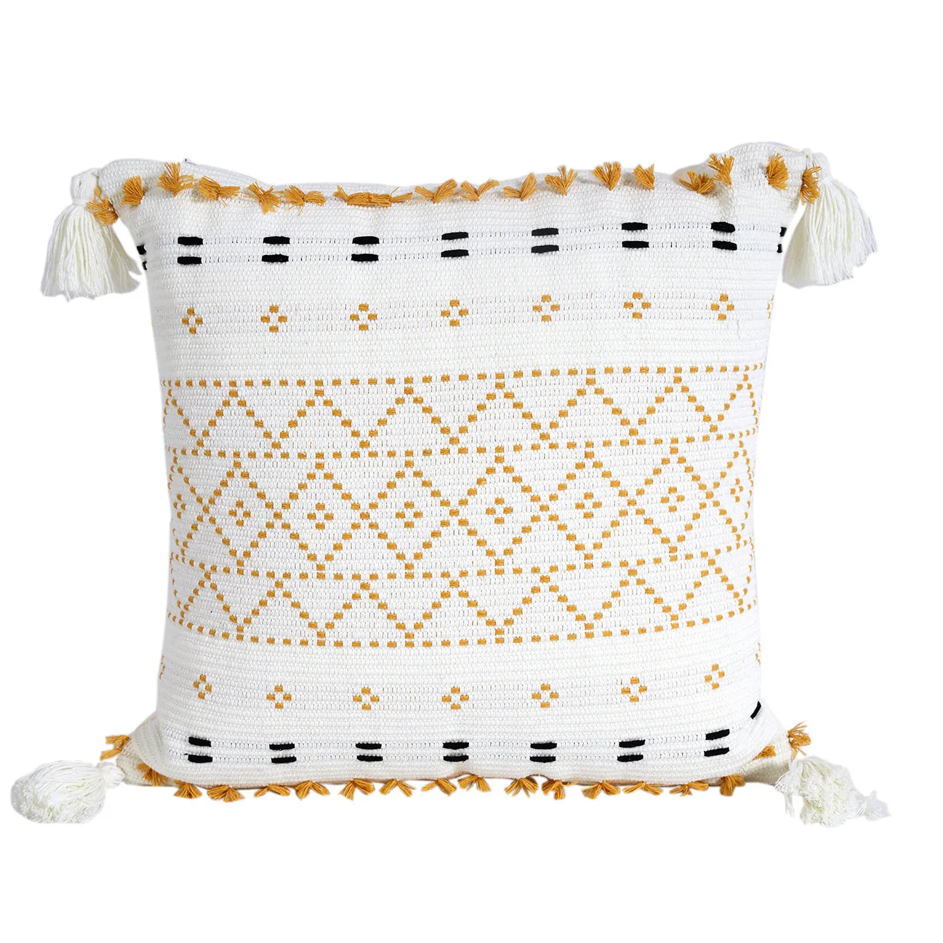 Cut Flower Knitted Geometric Tassel Plush Pillow