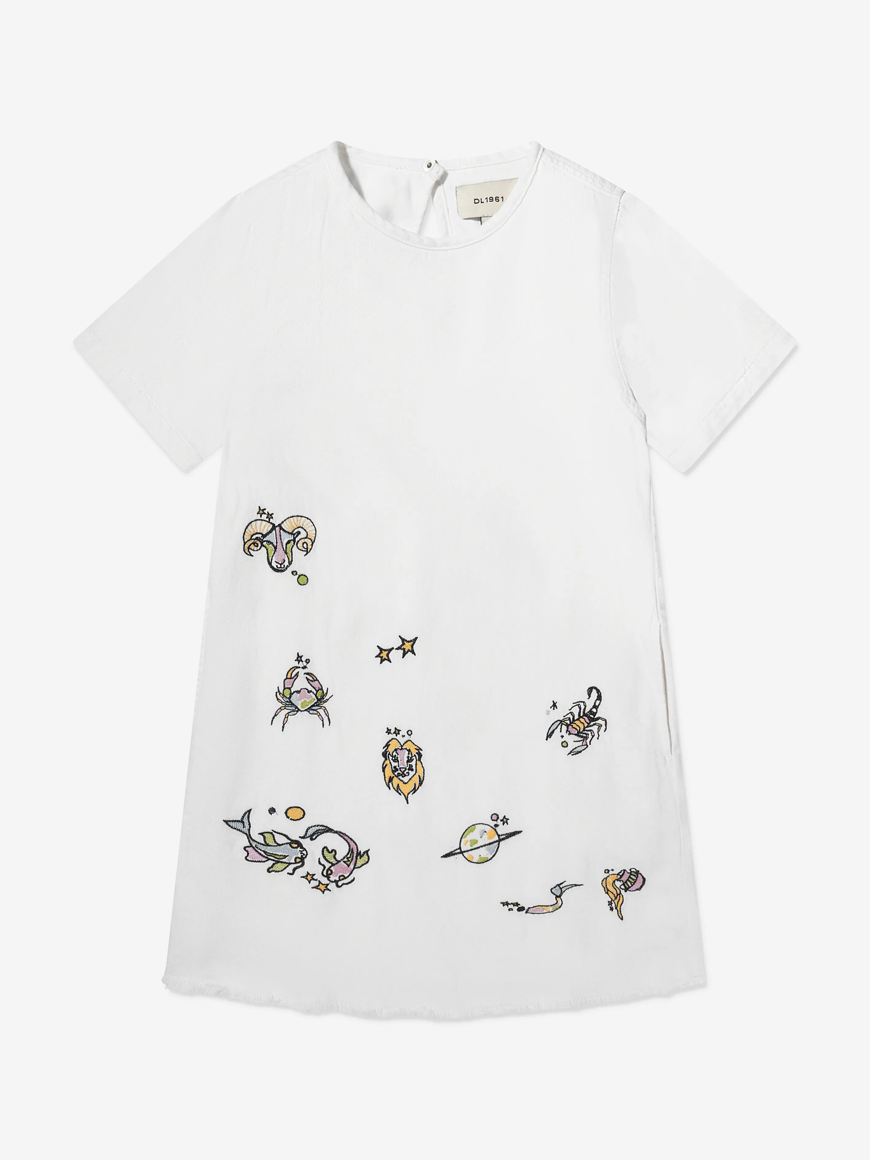 DL1961 Girls Kiki Star Signs T-Shirt Dress in White