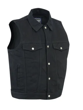 DM970BK Snap Front Denim Vest- Black