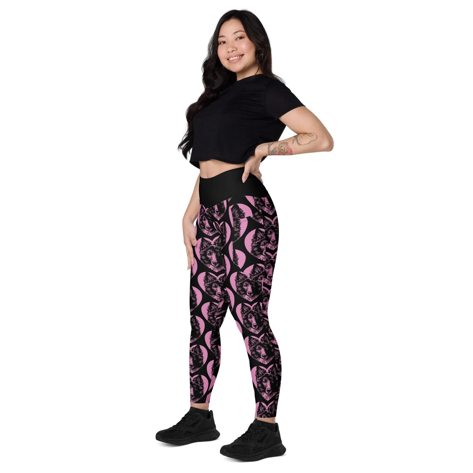 DOG BREED LEGGINGS with pockets - MUDI - HERTTAHOUND - pink